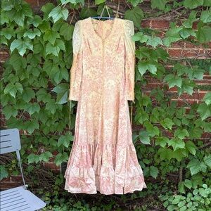 Vintage Jessica McClintock for Gunne Sax Toile Floral Maxi Dress
